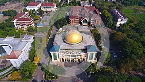 Aerial view of Mosque in Yogyakarta with architecture similiar to Dome of Rock in Palestine