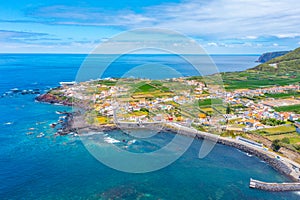 Aerial view of Mosteiros town at Sao Miguel island in Portugal