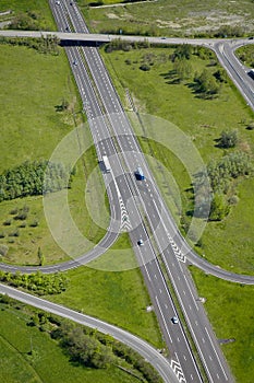 Aerial view of a motorway / Highway in France