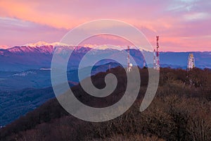 Aerial view of mountains of Sochi, Russia