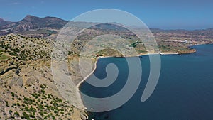 Aerial view of Mount Alchak - Kaya, Sudak Bay of the Black Sea, Sudak.