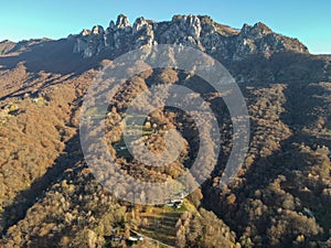 Aerial view at mount Denti della Vecchia on Colla valley near Lugano in Switzerland photo