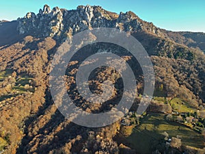 Aerial view at mount Denti della Vecchia on Colla valley near Lugano in Switzerland photo