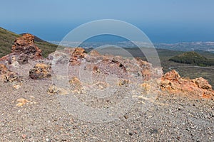 Aerial view from Mount Etna at Sicily island, Italy