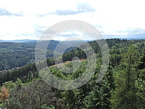 Aerial view of   mountain forest, Karlovy Vary, Czech Republic