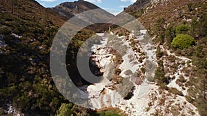 Aerial View of Mountain, Forest, Lake, Trees, Rock, Meadow in Peneda Geres National Park Portugal 4K