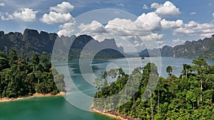 Aerial view of mountain peak in Khao Sok National Park, Suratthani, Thailand