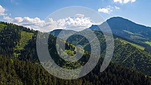 Aerial view of mountain peaks in the Slovak Tatras