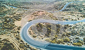 Aerial view from mountain roads in canarian island