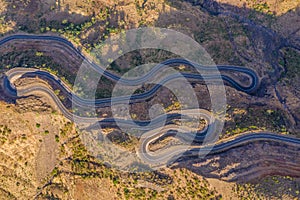 Aerial view of the mountain roads near Simian Mountains, Ethiopia