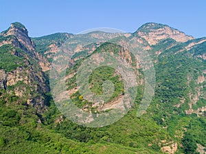 Aerial view of mountain slope during summer season