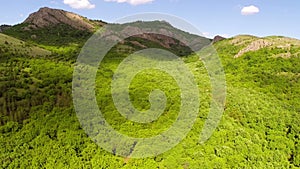 Aerial view mountain valley