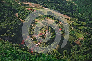 Aerial view of a mountain village