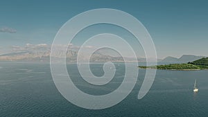 Aerial view of mountainous islands of the Ionian Sea, Greece