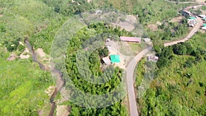 Aerial view of mountainous route toward sajek valley in Rangamati, Bangladesh