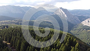 aerial view of the mountains of the basque country (urkiola natural park)