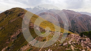 Aerial view of mountains in Kazakhstan