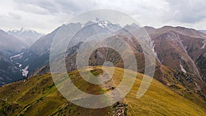 Aerial view of mountains in Kazakhstan