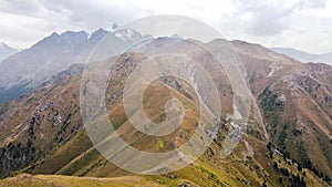 Aerial view of mountains in Kazakhstan