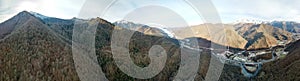 Aerial view of mountains near Krasnaya Polyana village, Sochi, Russia