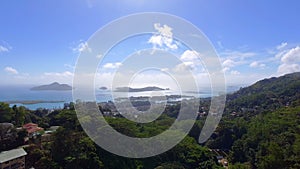 Aerial view of mountains and ocean from Sans Souci Viewpoint, Seychelles 3