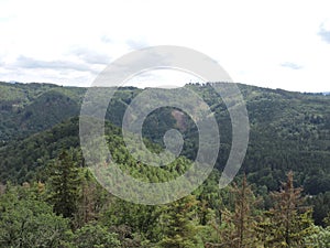 Aerial view of   mountains and wood, Karlovy Vary, Czech Republic