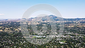 Aerial view of Mt Diablo at Las Trampas Regional Wilderness Park Pan Right