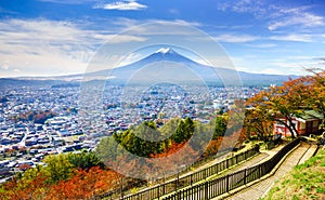 Aerial view of mt.Fuji, Fujiyoshida, Japan