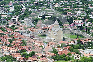 Aerial view of Mtskheta city, former capital of Georgia photo