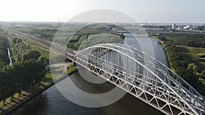 Aerial view of the Muiderspoorbrug over the Amsterdam-Rijnkanaal between Diemen and Weesp.