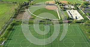 Aerial view of a multi-use playfield complex