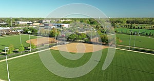 Aerial view of a multi-use playfield complex