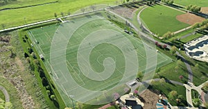 Aerial view of a multi-use playfield complex