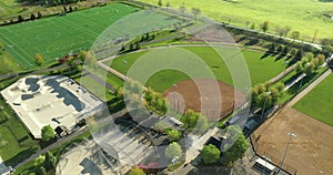 Aerial view of a multi-use playfield complex