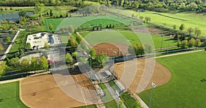 Aerial view of a multi-use playfield complex