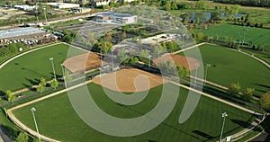 Aerial view of a multi-use playfield complex