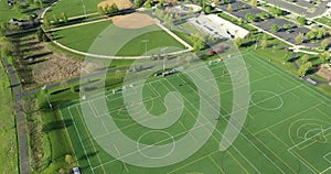 Aerial view of a multi-use playfield complex