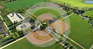 Aerial view of a multi-use playfield complex