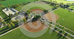 Aerial view of a multi-use playfield complex