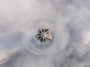 Aerial view of the multifunctional center Lakhta, the central office, headquarters of the Gazprom group of companies at photo