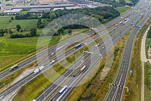 Aerial view of a multilane highway near Eindhoven, Netherlan