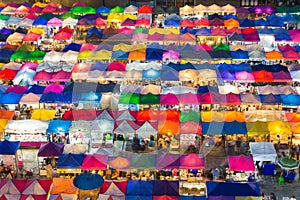 Aerial view of multiple colour Flea market lights