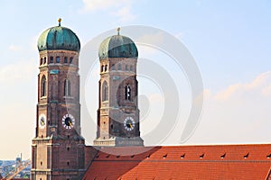 The aerial view of Munich city center