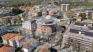 Aerial view of the municipality of Limbiate, homes and streets. Monza and Brianza. Italy