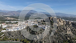 aerial view of the municipality of Salobreña on the tropical coast of Granada, Andalusia.