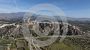 aerial view of the municipality of Salobreña on the tropical coast of Granada, Andalusia.