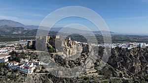 aerial view of the municipality of Salobreña on the tropical coast of Granada, Andalusia.