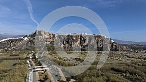 aerial view of the municipality of Salobreña on the tropical coast of Granada, Andalusia.