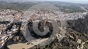 aerial view of the municipality of Salobreña on the tropical coast of Granada, Andalusia.