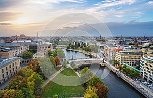 Aerial view of Museum Island with Spree River - Berlin, Germany